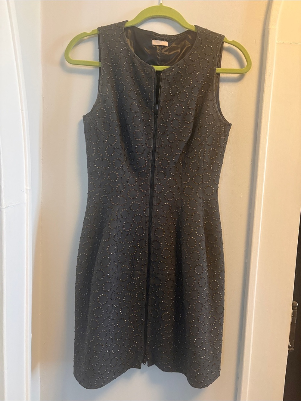 Alaia Charcoal Gray Sleeveless Eyelet Zip-Front Dress